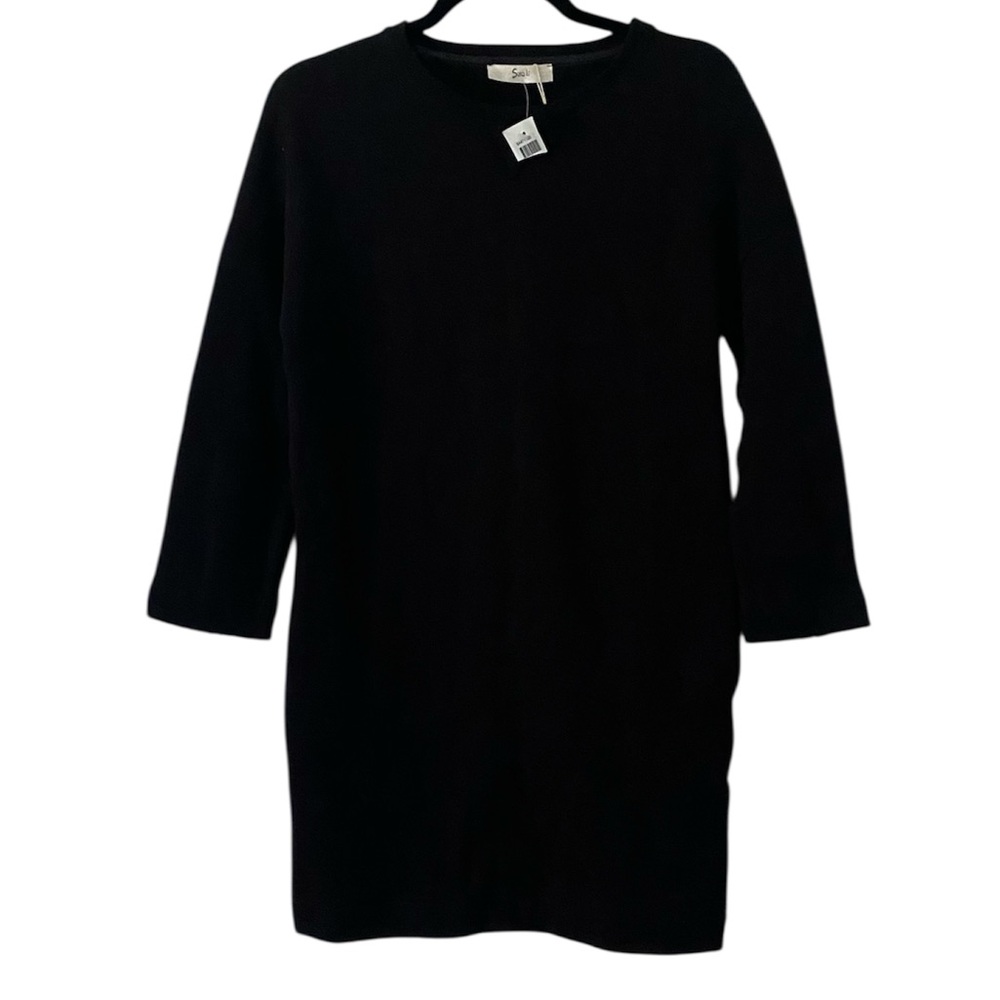 NWT SUOLI Black Sweater Fringe Dress Italy 38 US Small - Picture 2 of 12